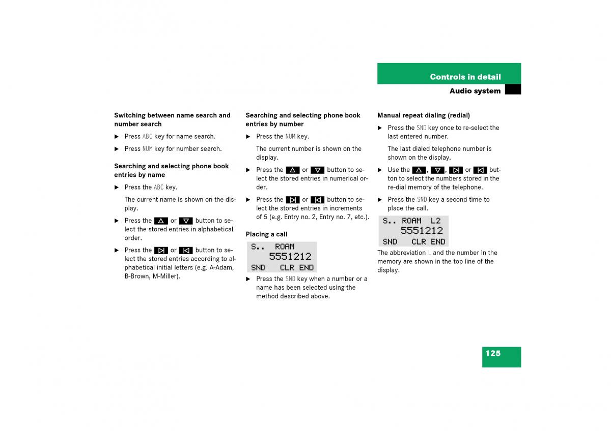 Mercedes Benz SLK R170 owners manual / page 125