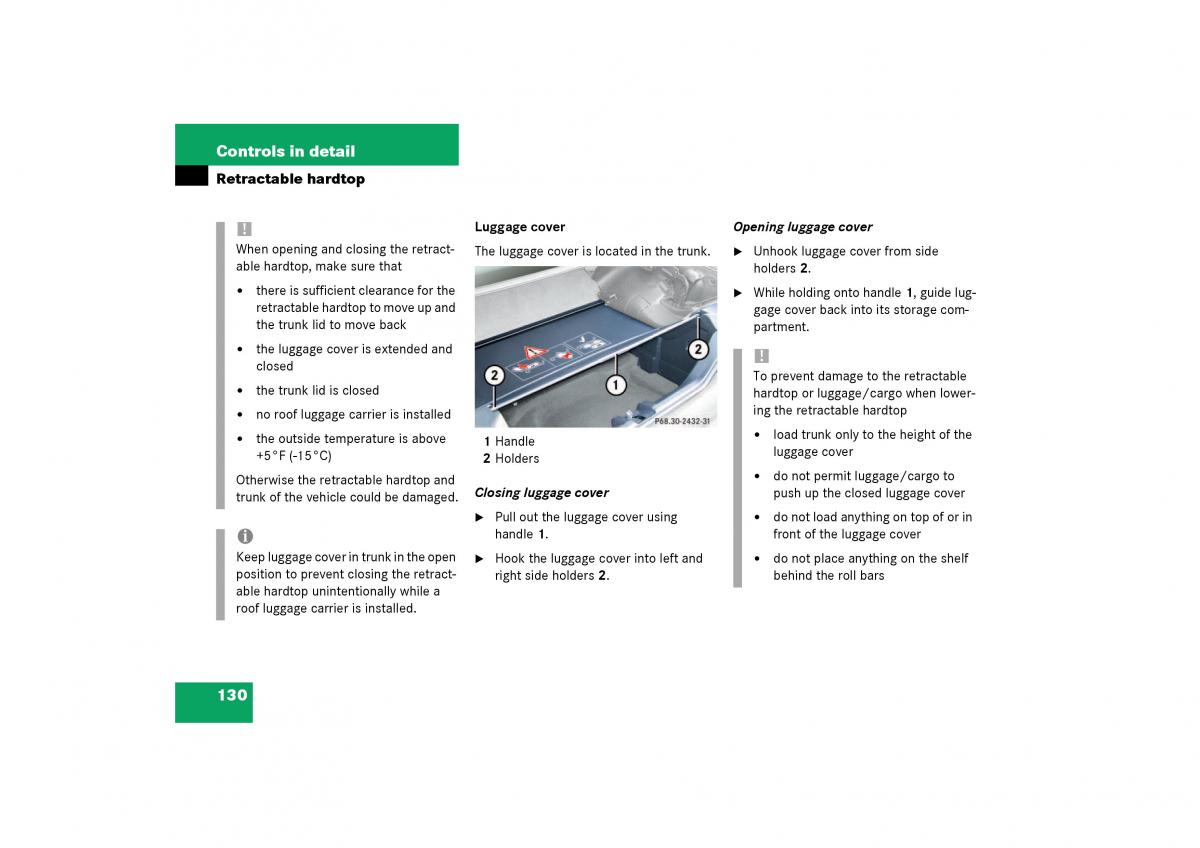 Mercedes Benz SLK R170 owners manual / page 130