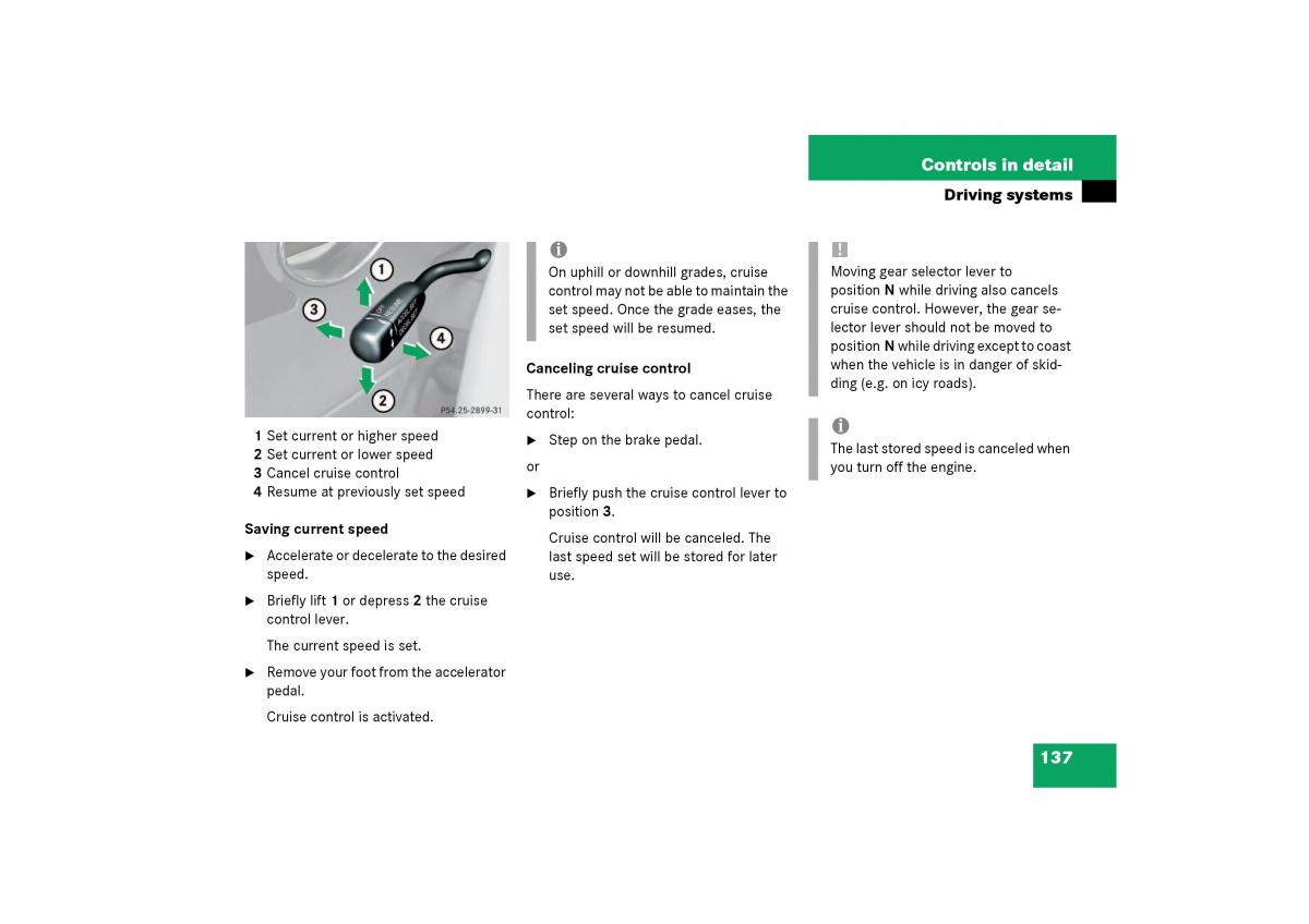 Mercedes Benz SLK R170 owners manual / page 137