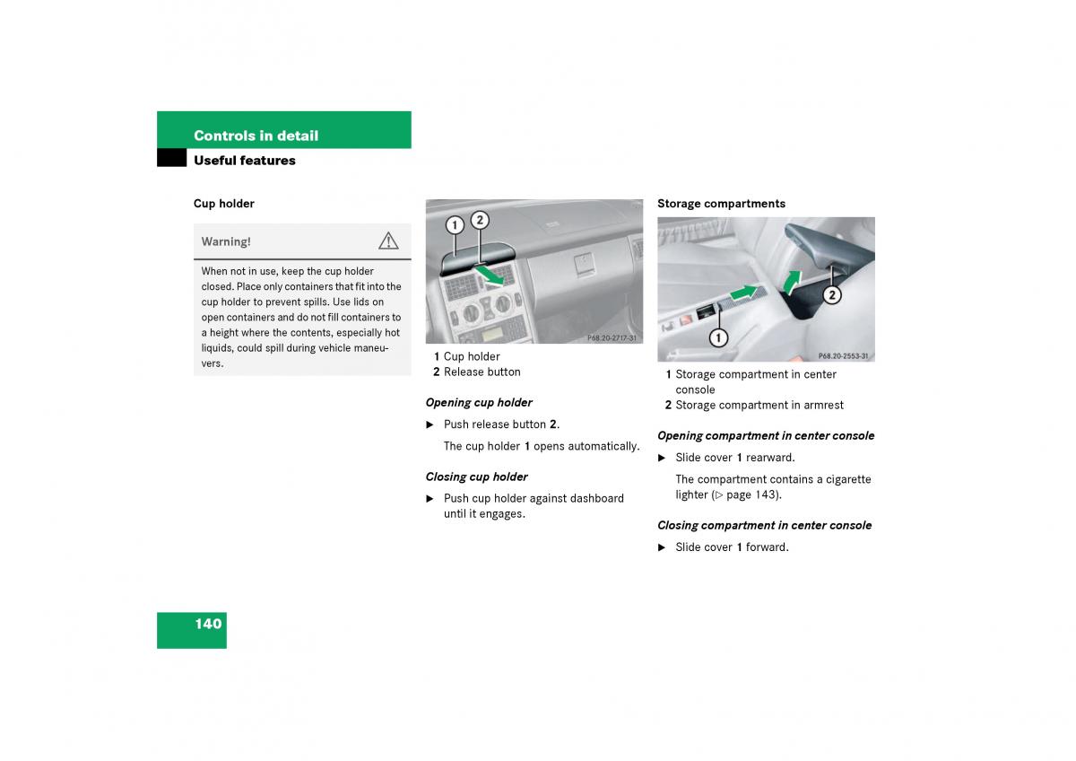 Mercedes Benz SLK R170 owners manual / page 140