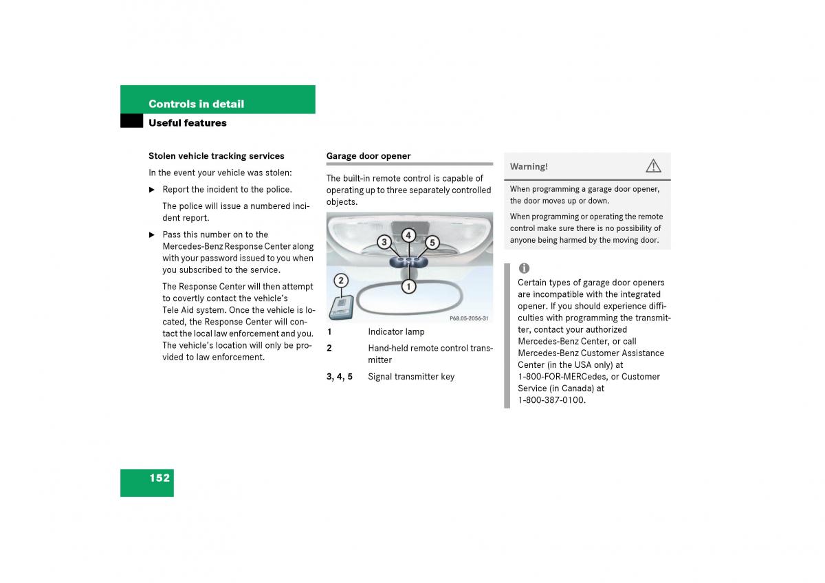 Mercedes Benz SLK R170 owners manual / page 152