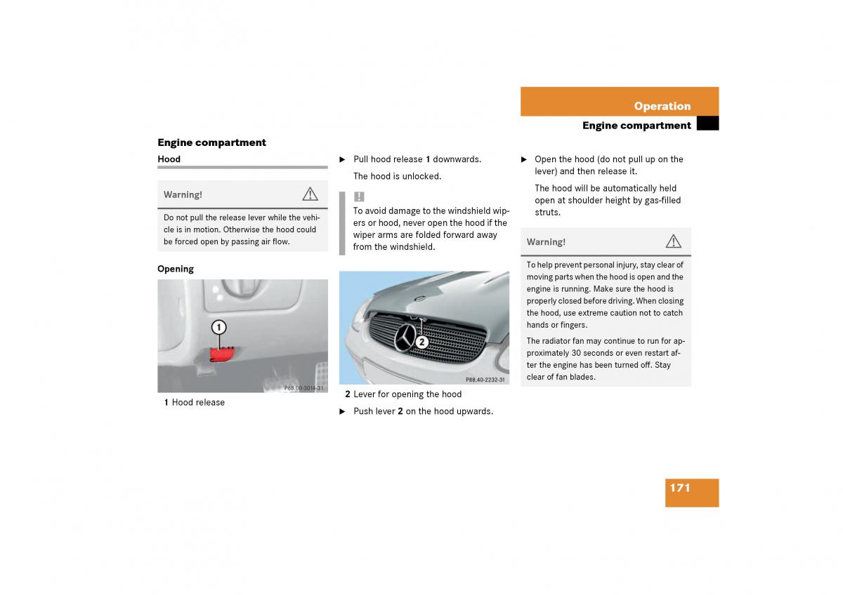 Mercedes Benz SLK R170 owners manual / page 171