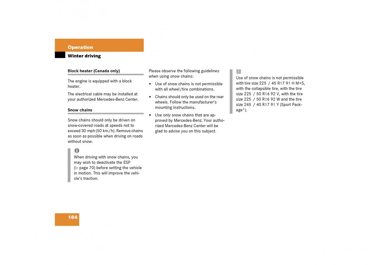 Mercedes Benz SLK R170 owners manual / page 184