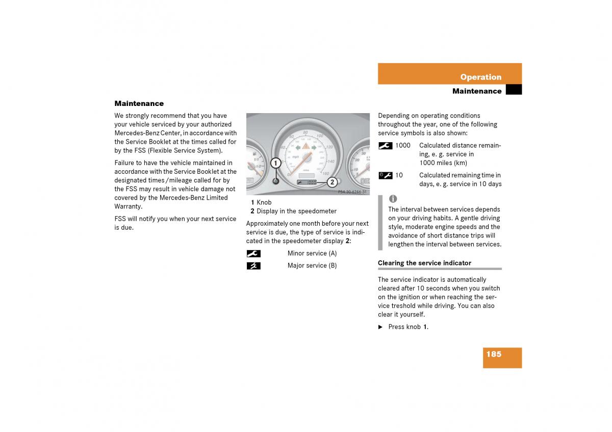 Mercedes Benz SLK R170 owners manual / page 185