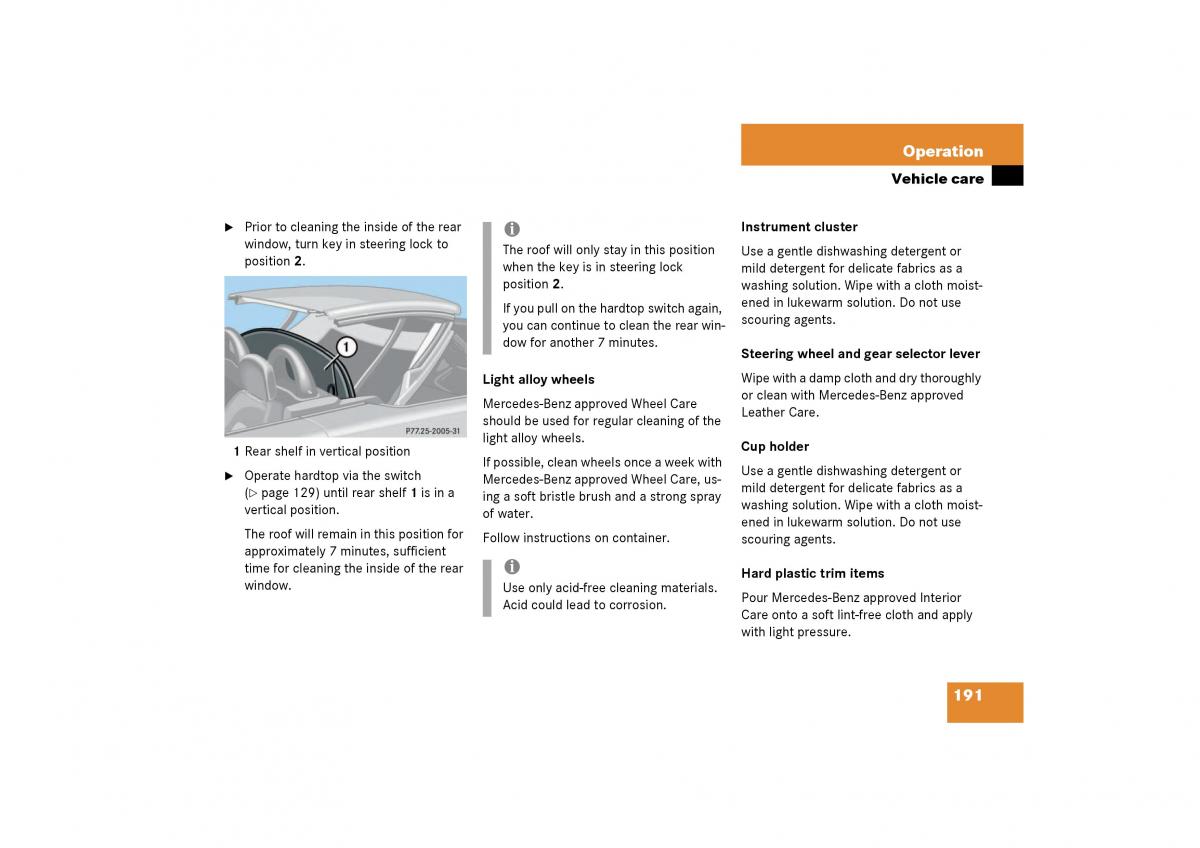 Mercedes Benz SLK R170 owners manual / page 191