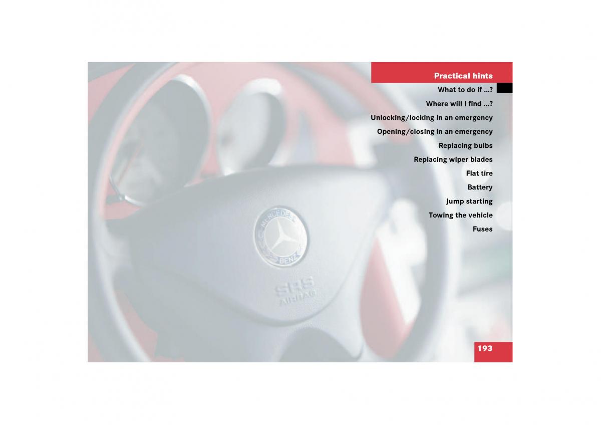 Mercedes Benz SLK R170 owners manual / page 193