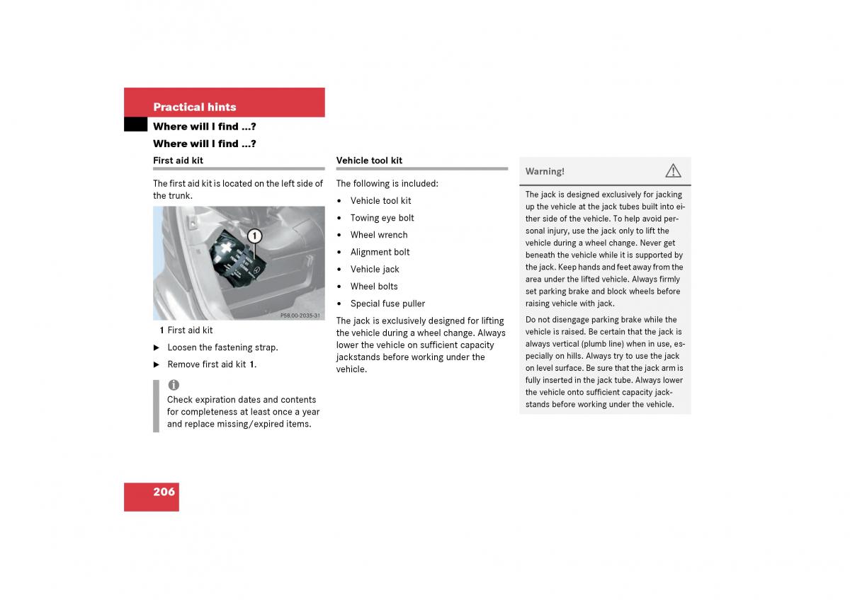 Mercedes Benz SLK R170 owners manual / page 206