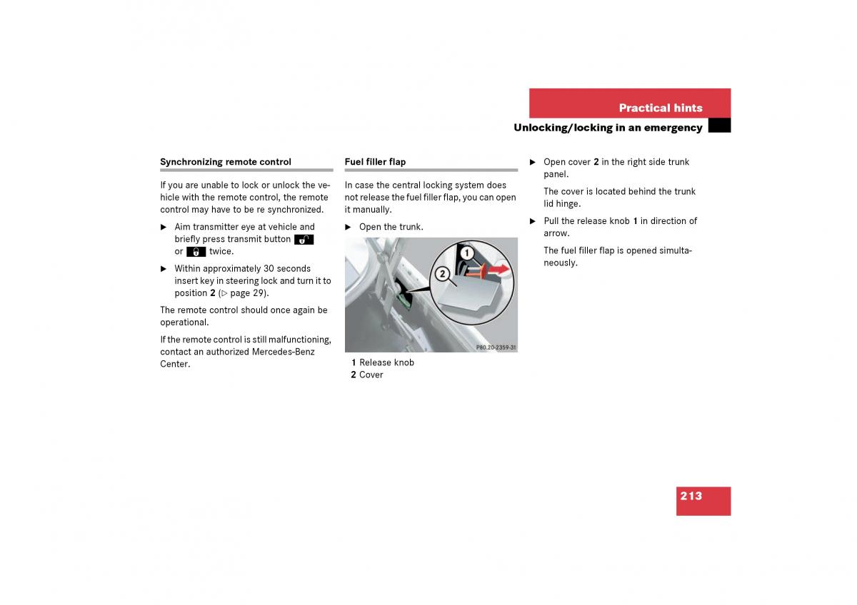 Mercedes Benz SLK R170 owners manual / page 213