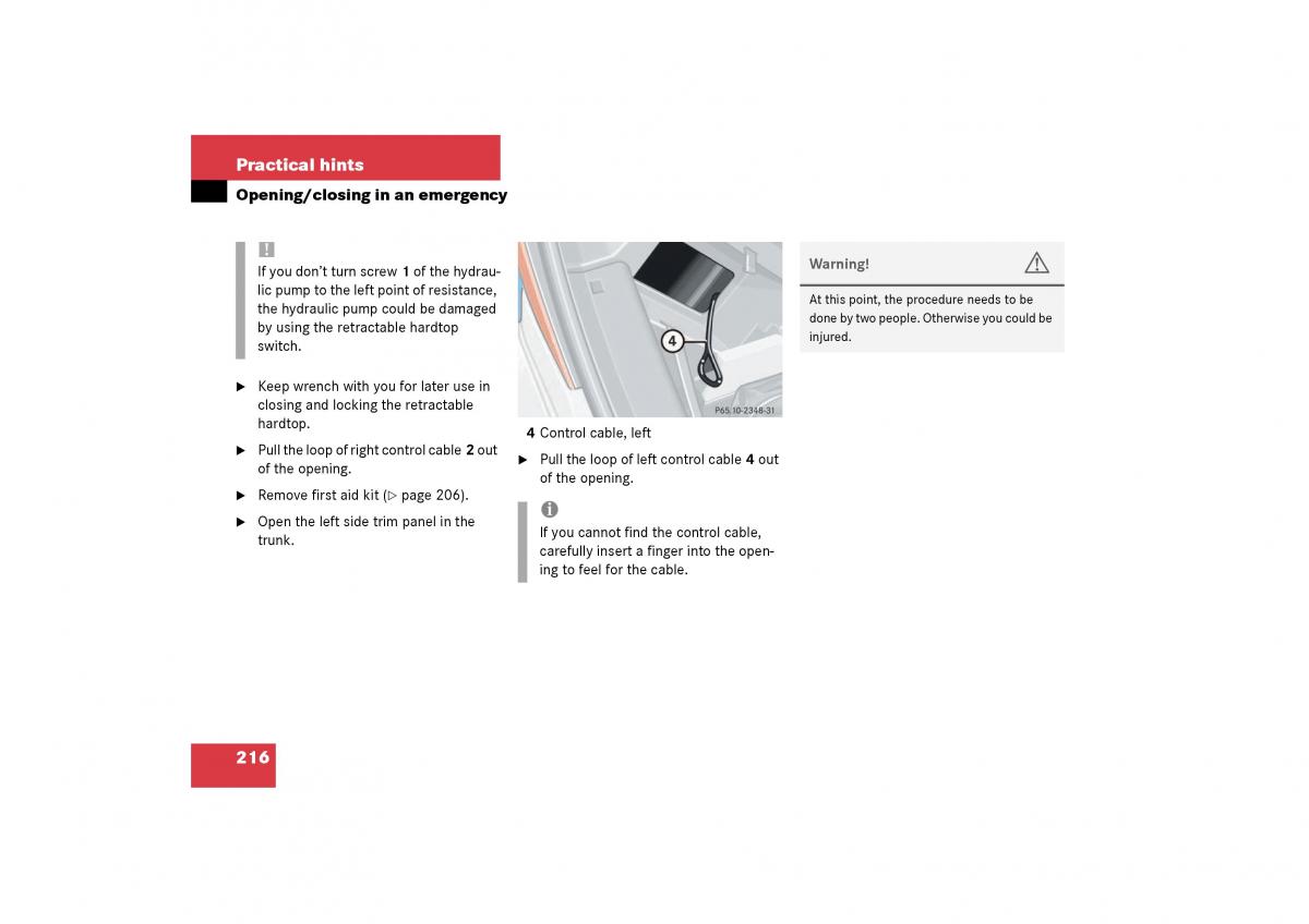 Mercedes Benz SLK R170 owners manual / page 216