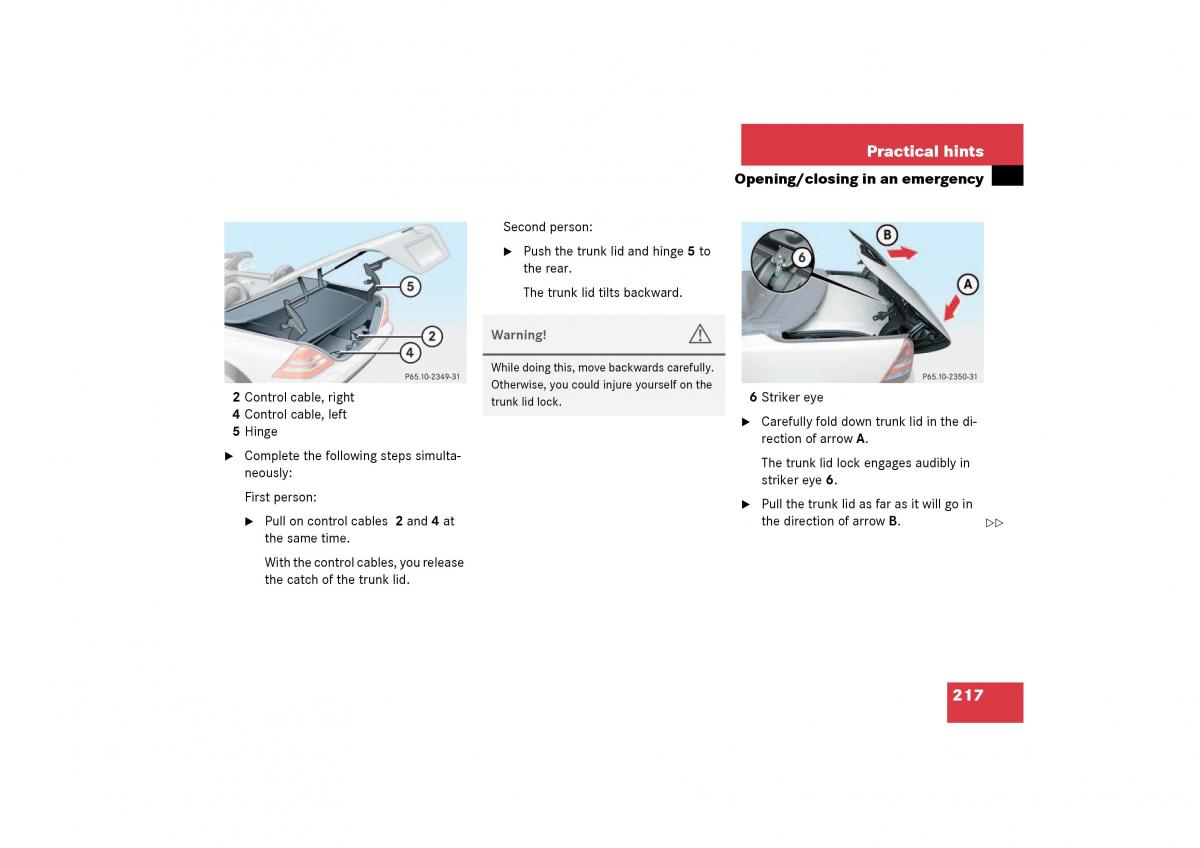 Mercedes Benz SLK R170 owners manual / page 217