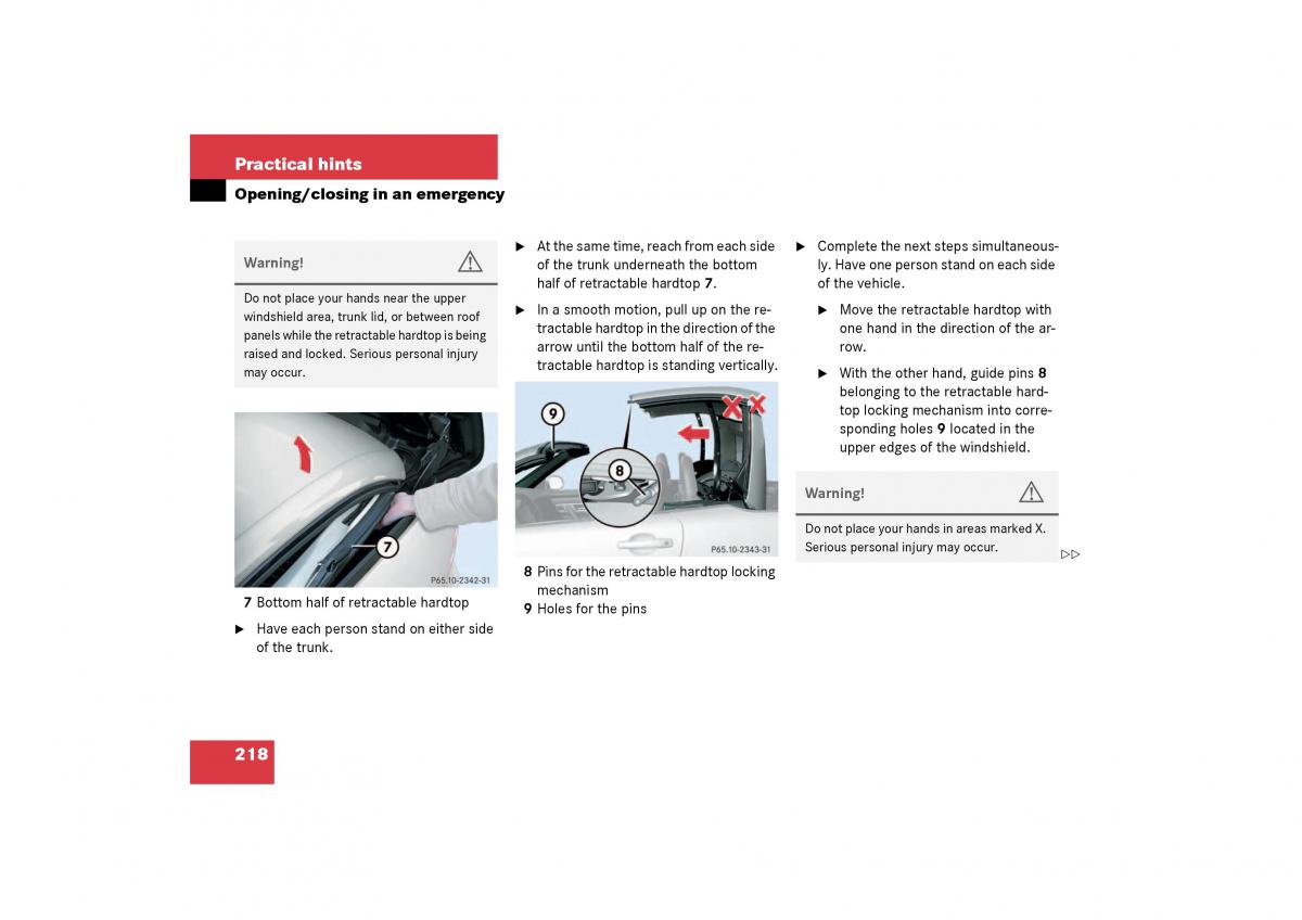 Mercedes Benz SLK R170 owners manual / page 218