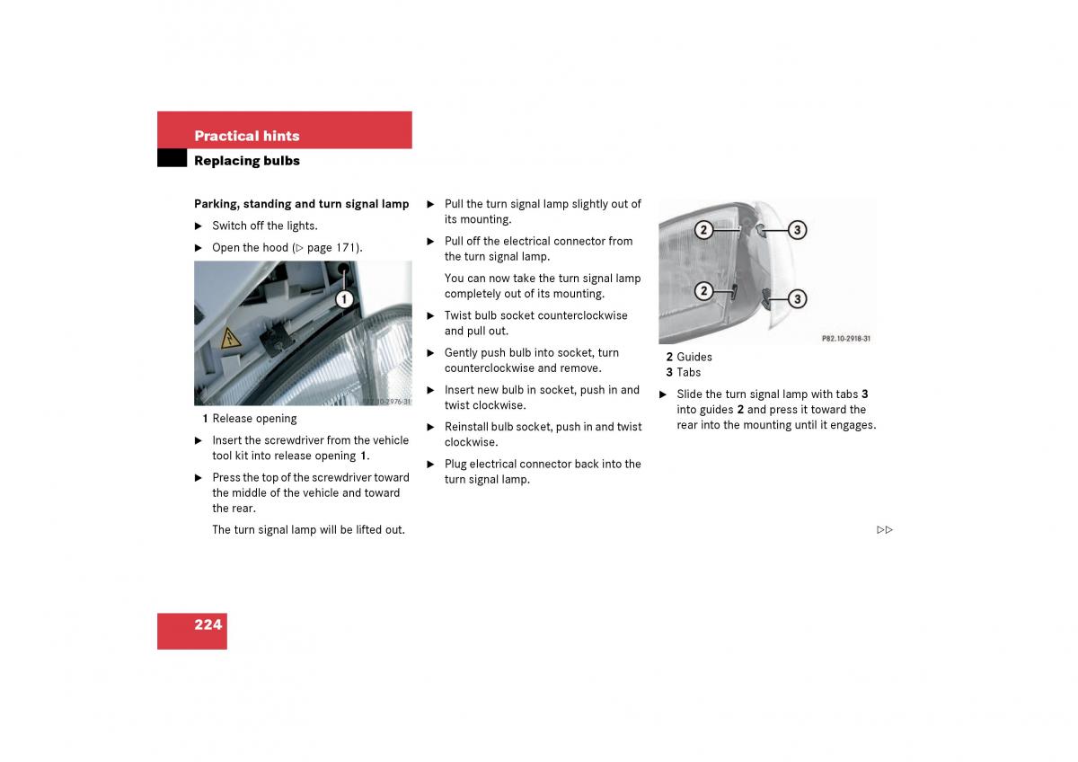 Mercedes Benz SLK R170 owners manual / page 224