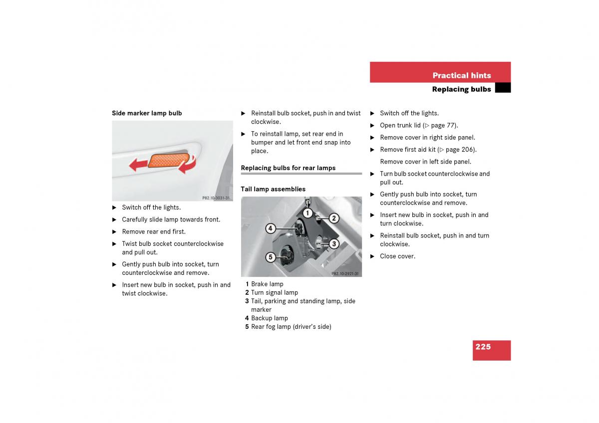 Mercedes Benz SLK R170 owners manual / page 225