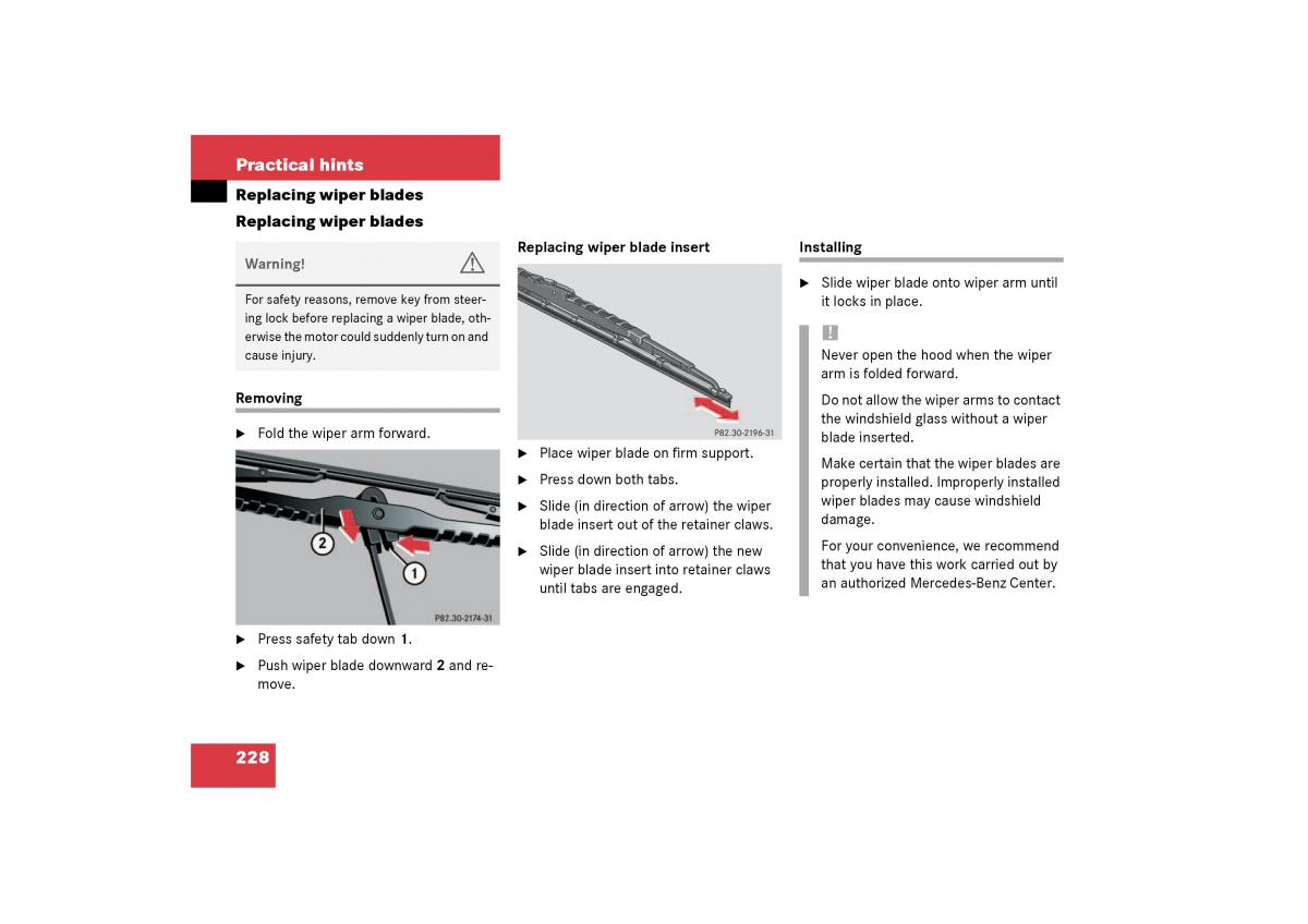 Mercedes Benz SLK R170 owners manual / page 228