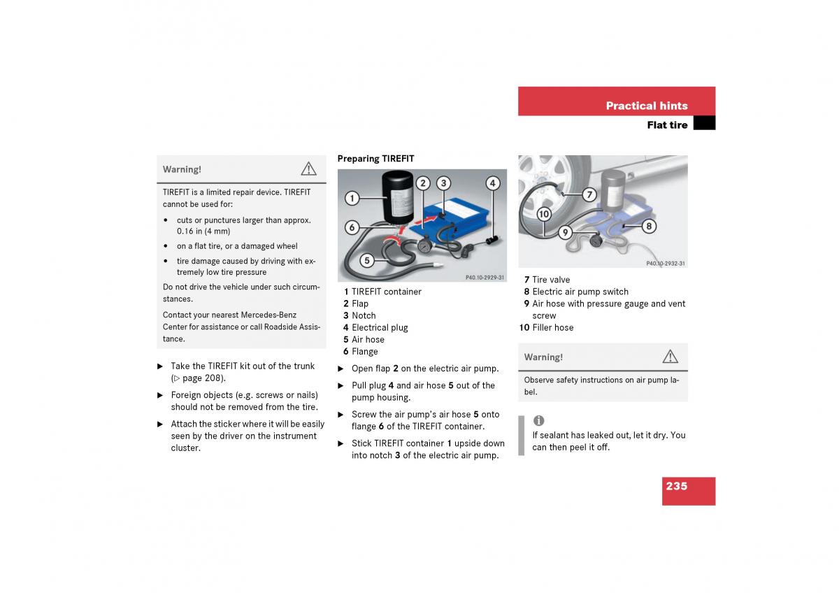 Mercedes Benz SLK R170 owners manual / page 235