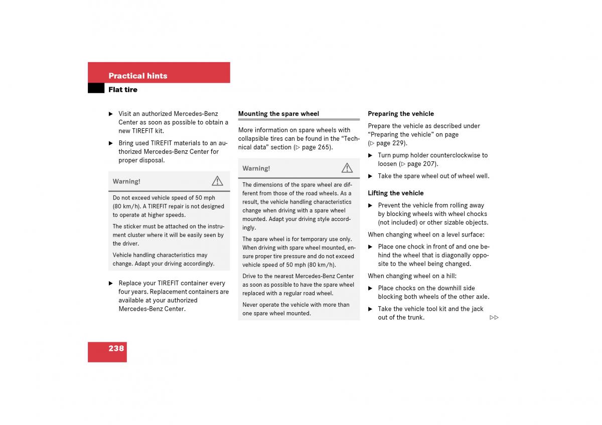 Mercedes Benz SLK R170 owners manual / page 238