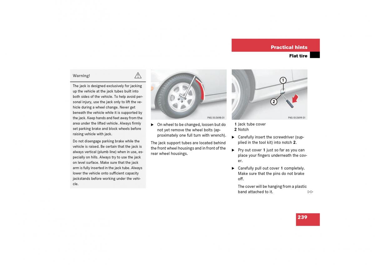 Mercedes Benz SLK R170 owners manual / page 239