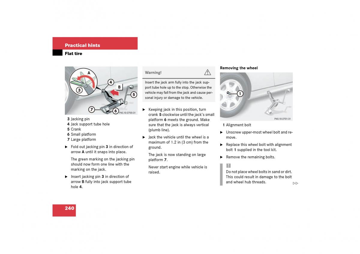 Mercedes Benz SLK R170 owners manual / page 240