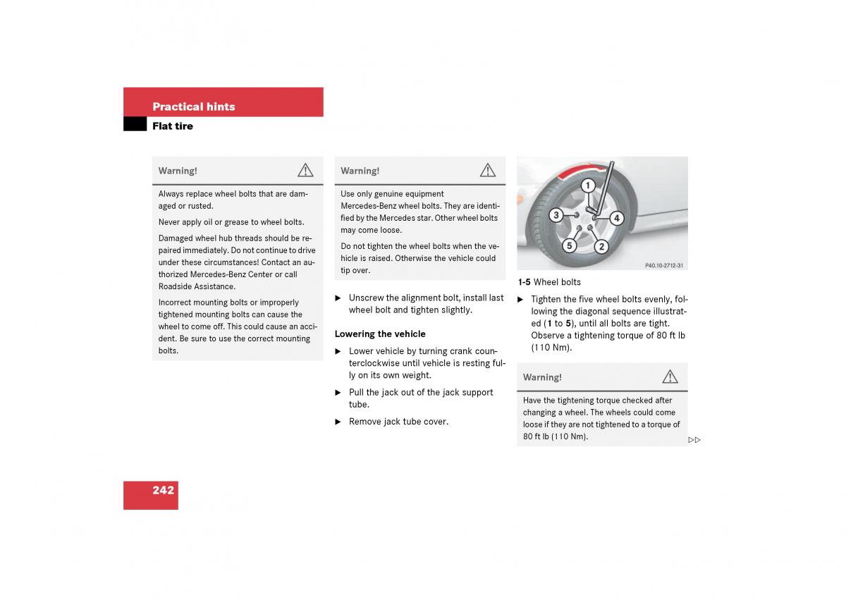 Mercedes Benz SLK R170 owners manual / page 242