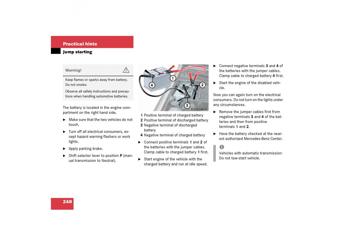 Mercedes Benz SLK R170 owners manual / page 248