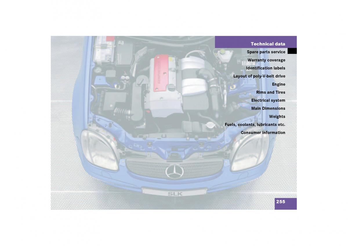 Mercedes Benz SLK R170 owners manual / page 255