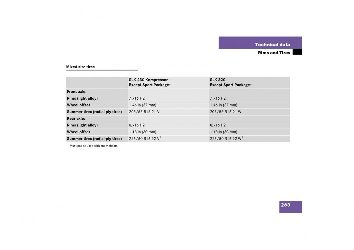 Mercedes Benz SLK R170 owners manual / page 263