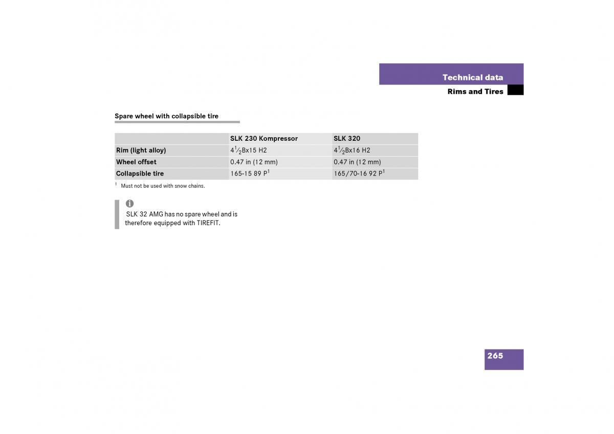 Mercedes Benz SLK R170 owners manual / page 265