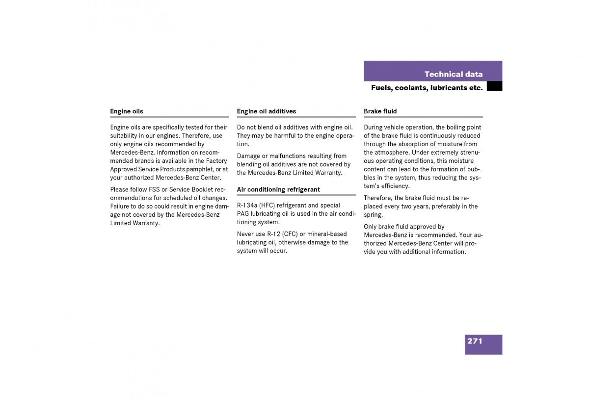 Mercedes Benz SLK R170 owners manual / page 271