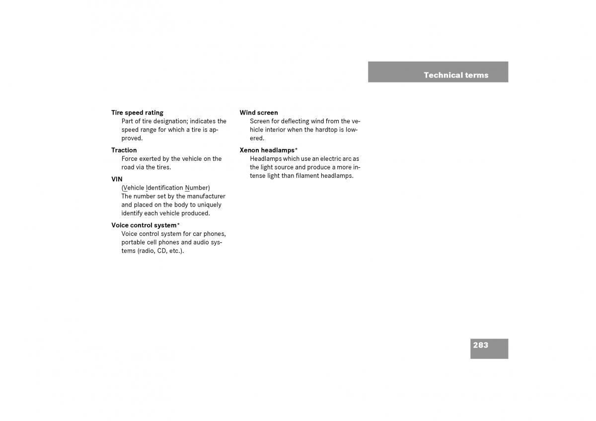 Mercedes Benz SLK R170 owners manual / page 283