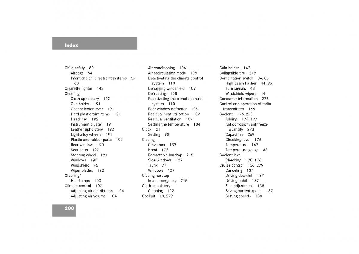 Mercedes Benz SLK R170 owners manual / page 288