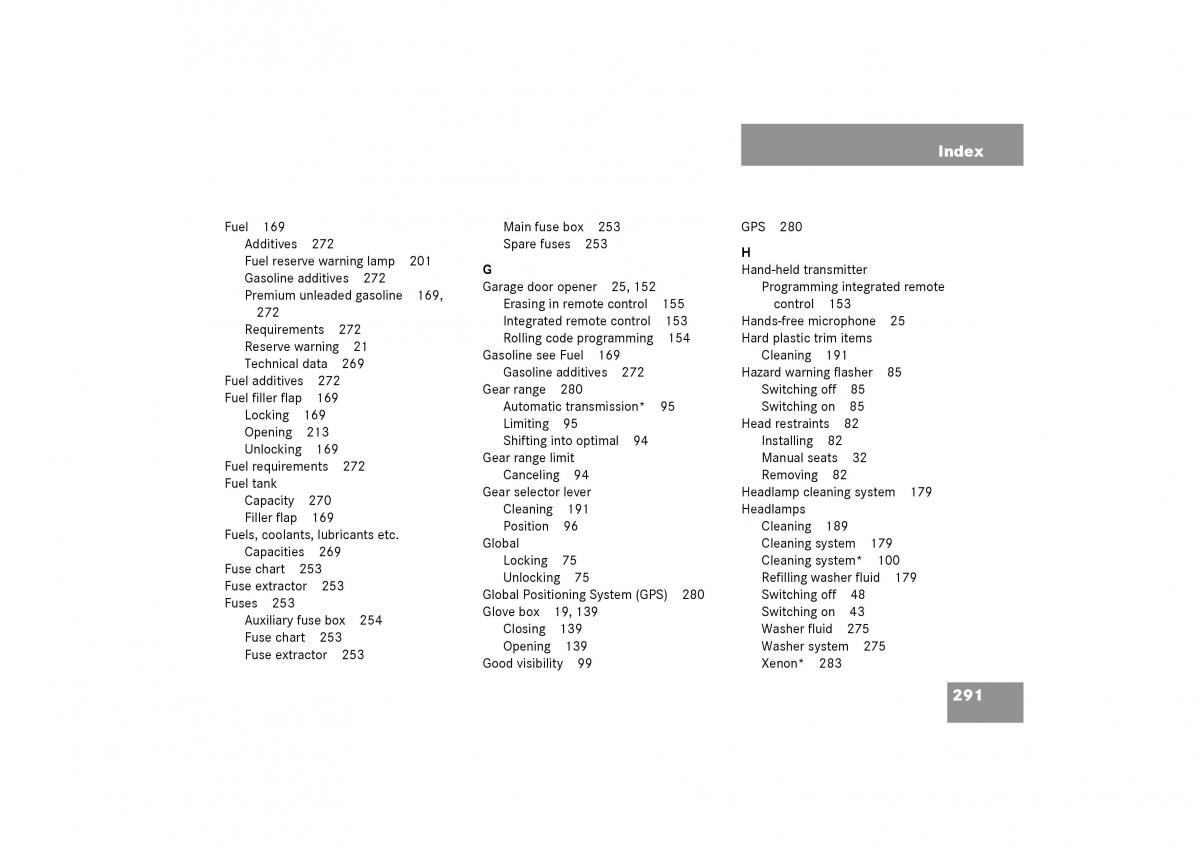 Mercedes Benz SLK R170 owners manual / page 291