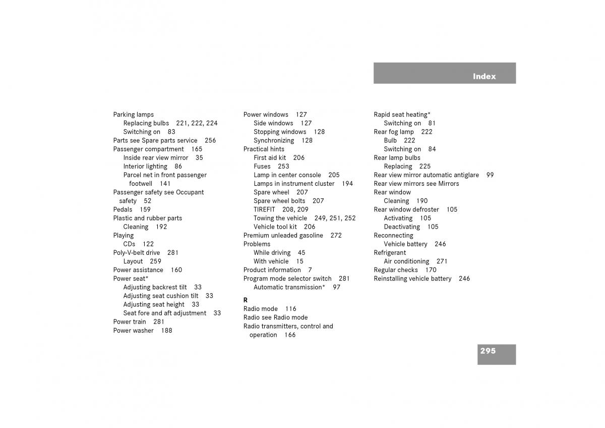 Mercedes Benz SLK R170 owners manual / page 295