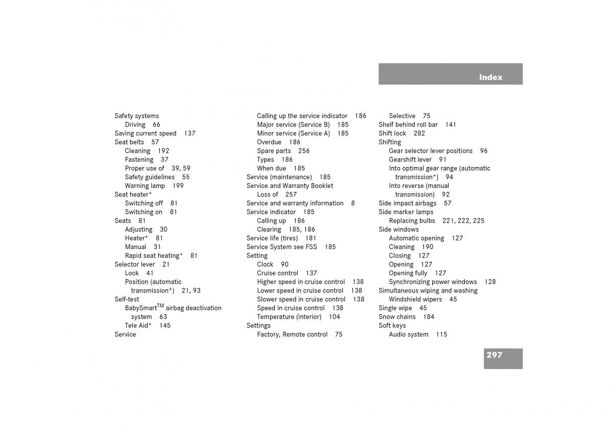 Mercedes Benz SLK R170 owners manual / page 297