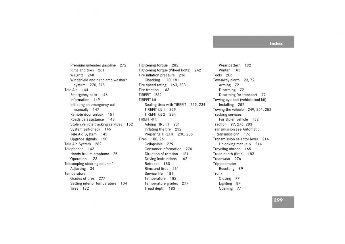 Mercedes Benz SLK R170 owners manual / page 299