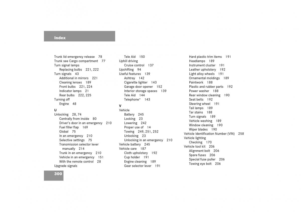 Mercedes Benz SLK R170 owners manual / page 300