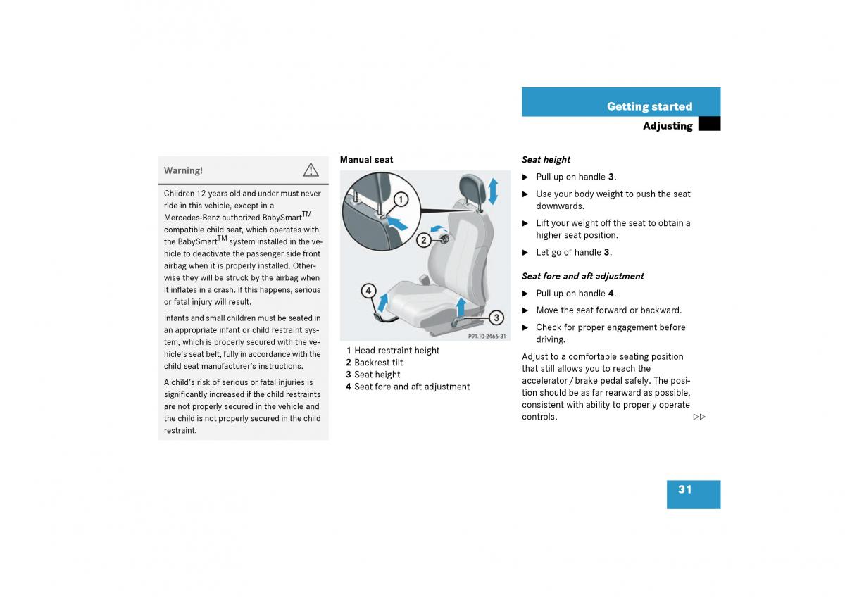 Mercedes Benz SLK R170 owners manual / page 31