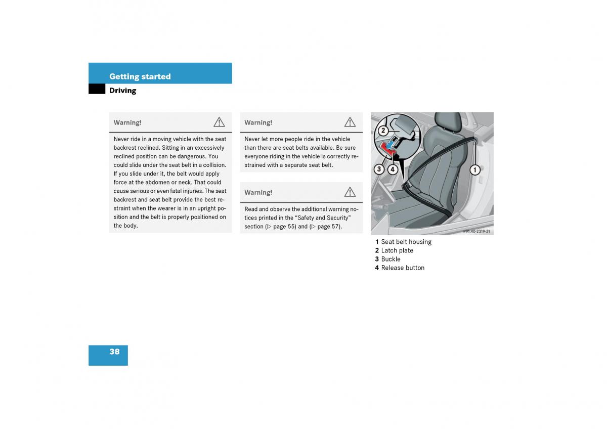 Mercedes Benz SLK R170 owners manual / page 38