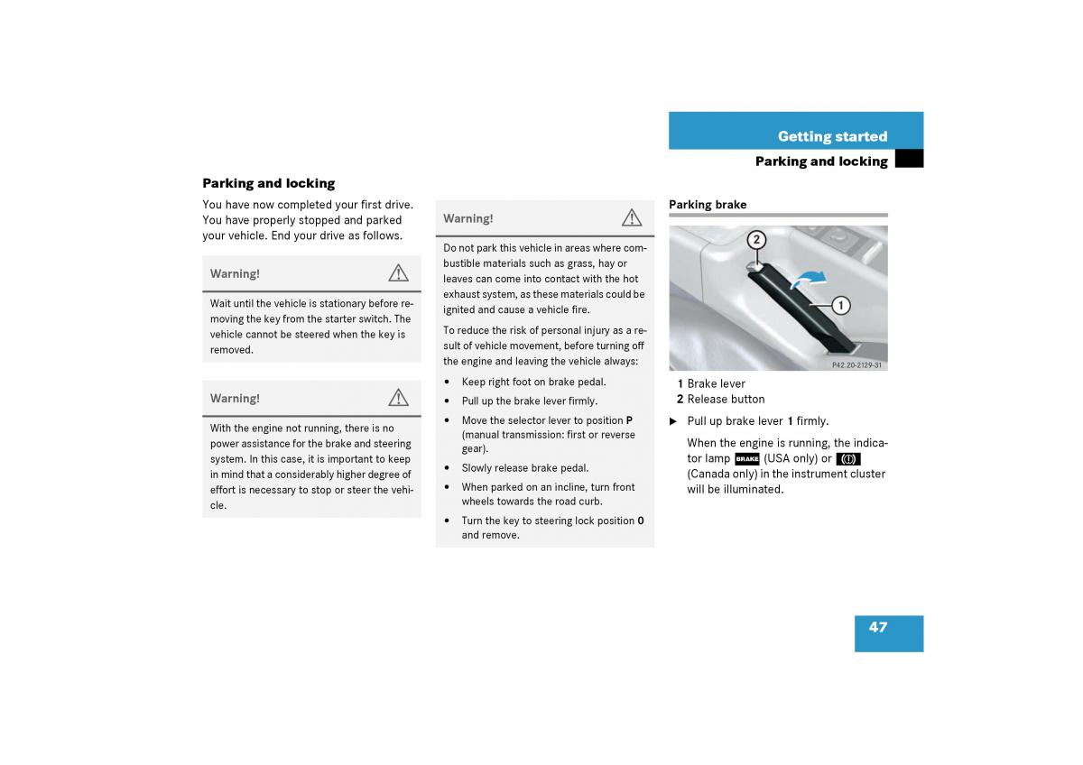 Mercedes Benz SLK R170 owners manual / page 47