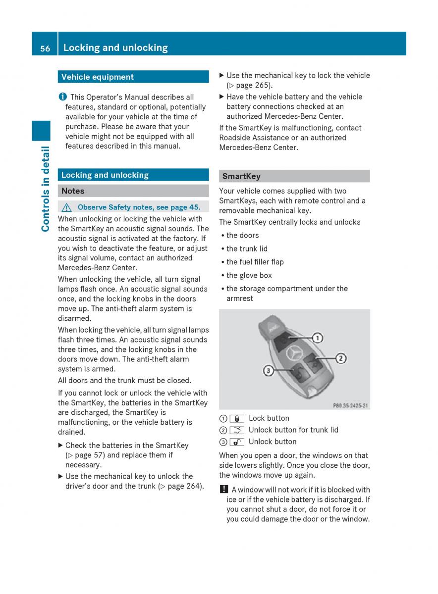 Mercedes Benz SLK R171 owners manual / page 58