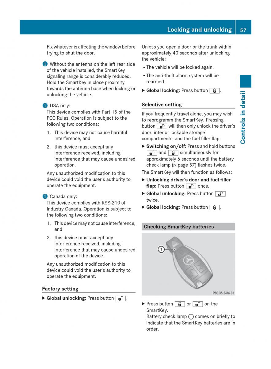 Mercedes Benz SLK R171 owners manual / page 59