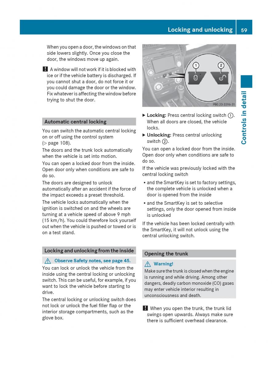 Mercedes Benz SLK R171 owners manual / page 61