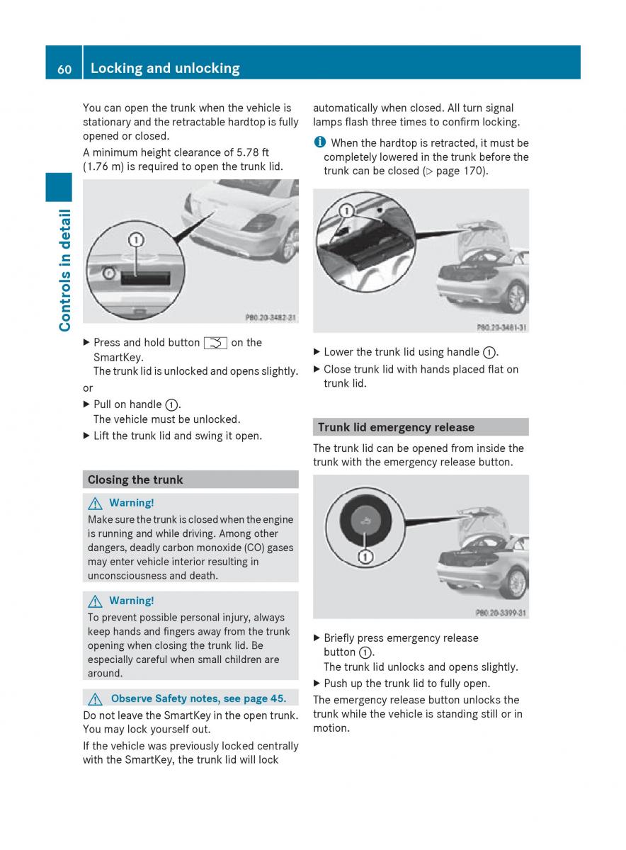 Mercedes Benz SLK R171 owners manual / page 62