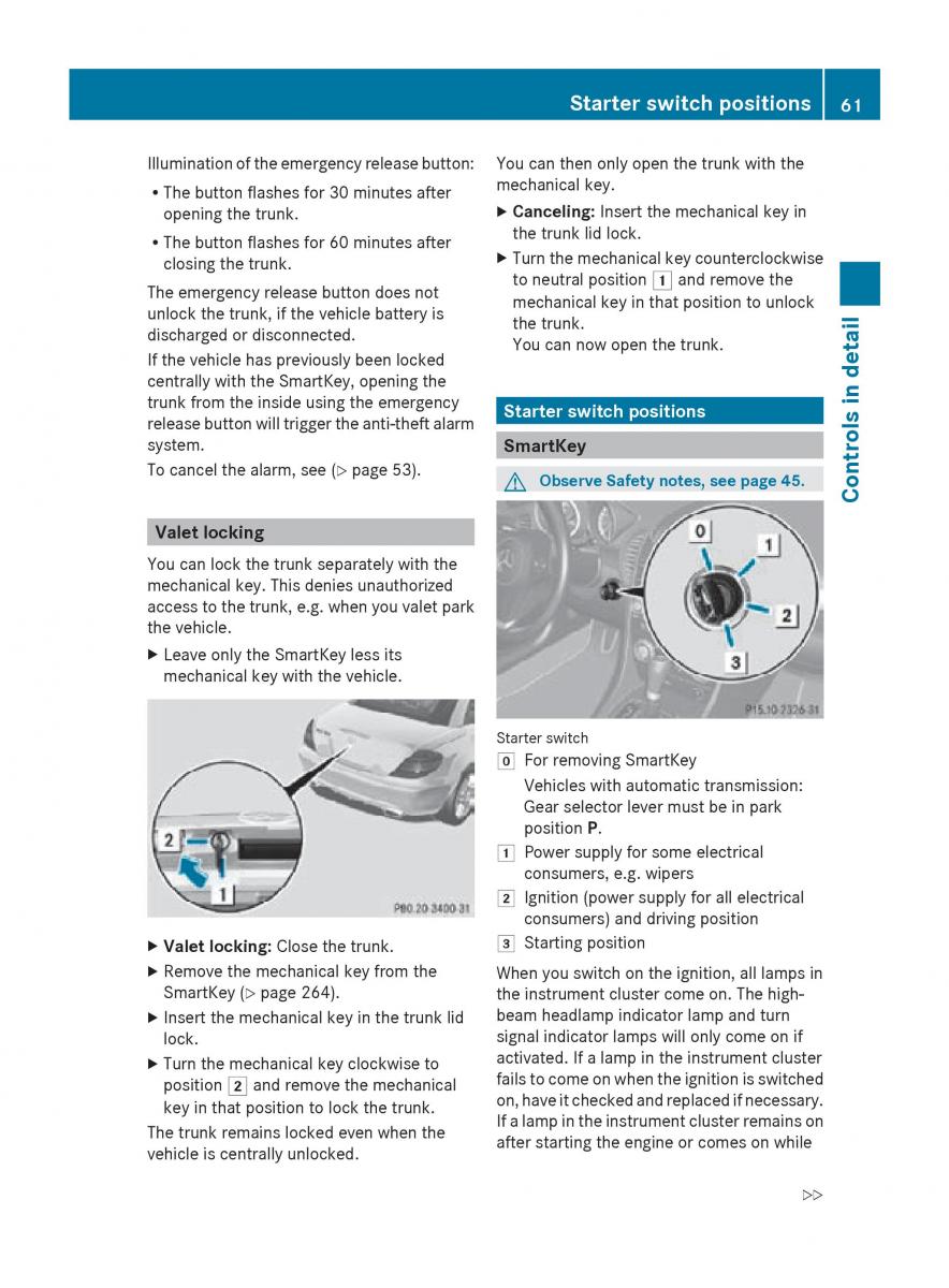 Mercedes Benz SLK R171 owners manual / page 63