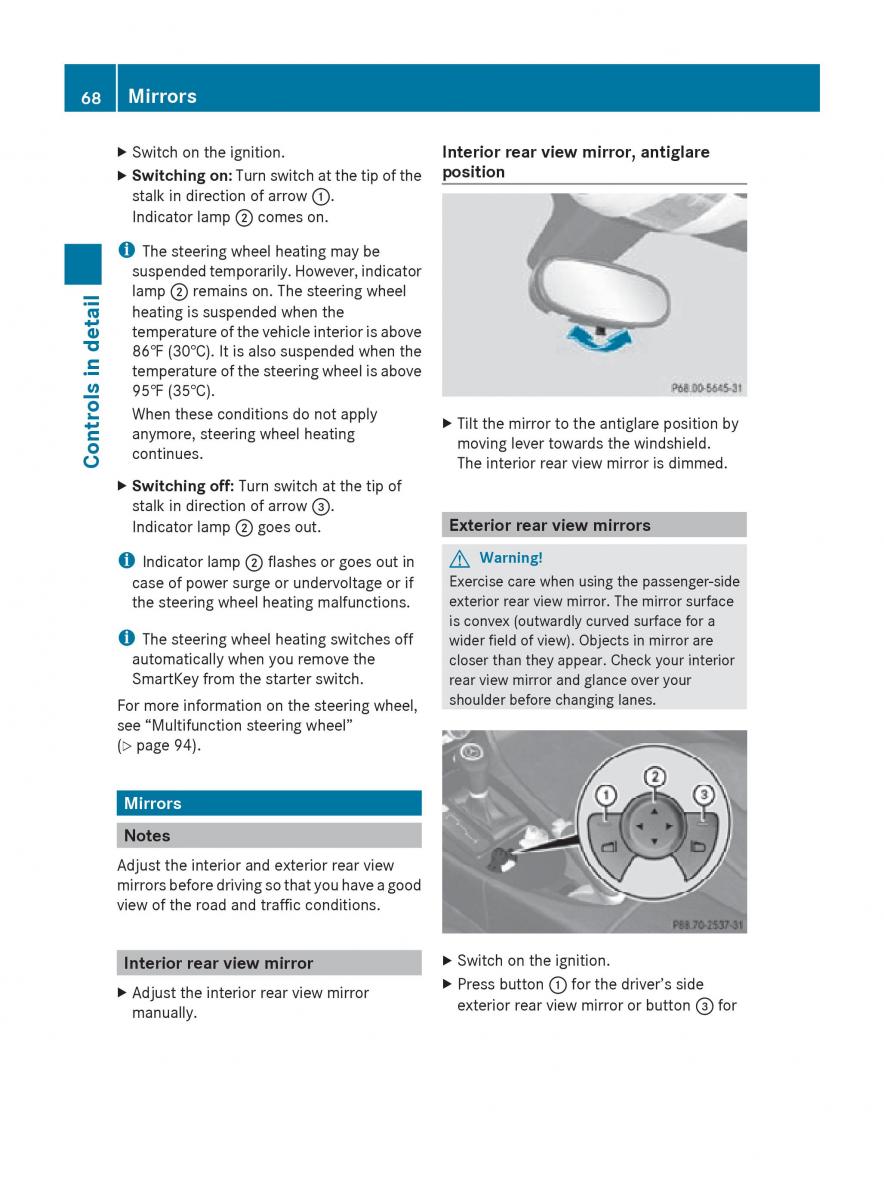 Mercedes Benz SLK R171 owners manual / page 70