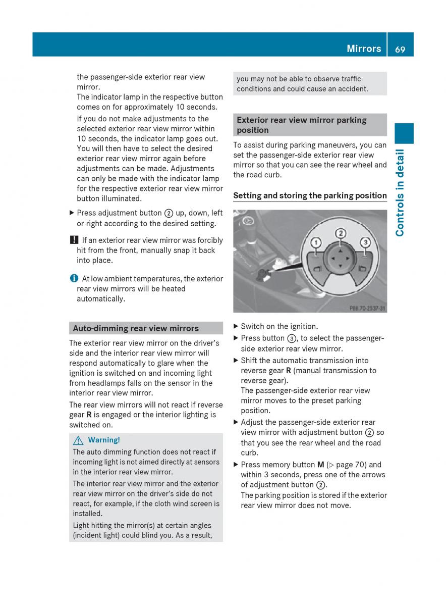 Mercedes Benz SLK R171 owners manual / page 71