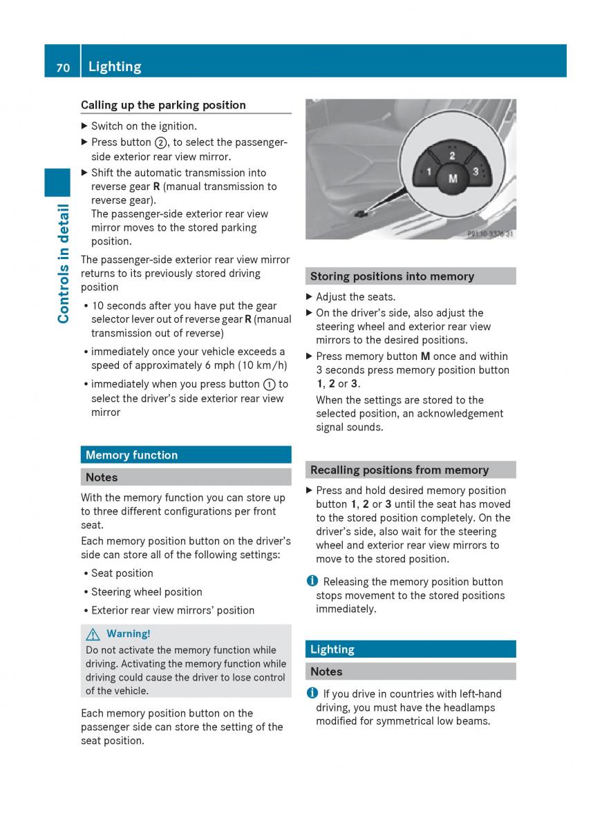 Mercedes Benz SLK R171 owners manual / page 72