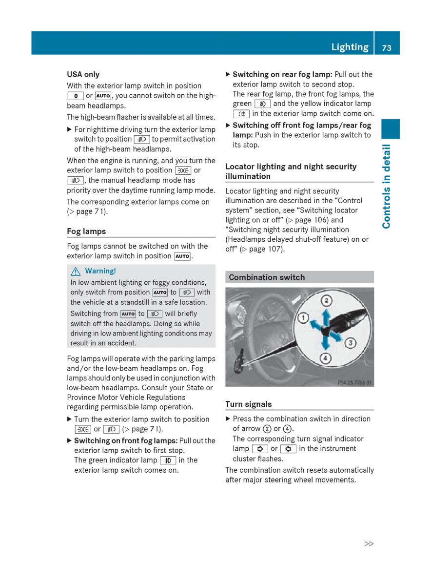 Mercedes Benz SLK R171 owners manual / page 75