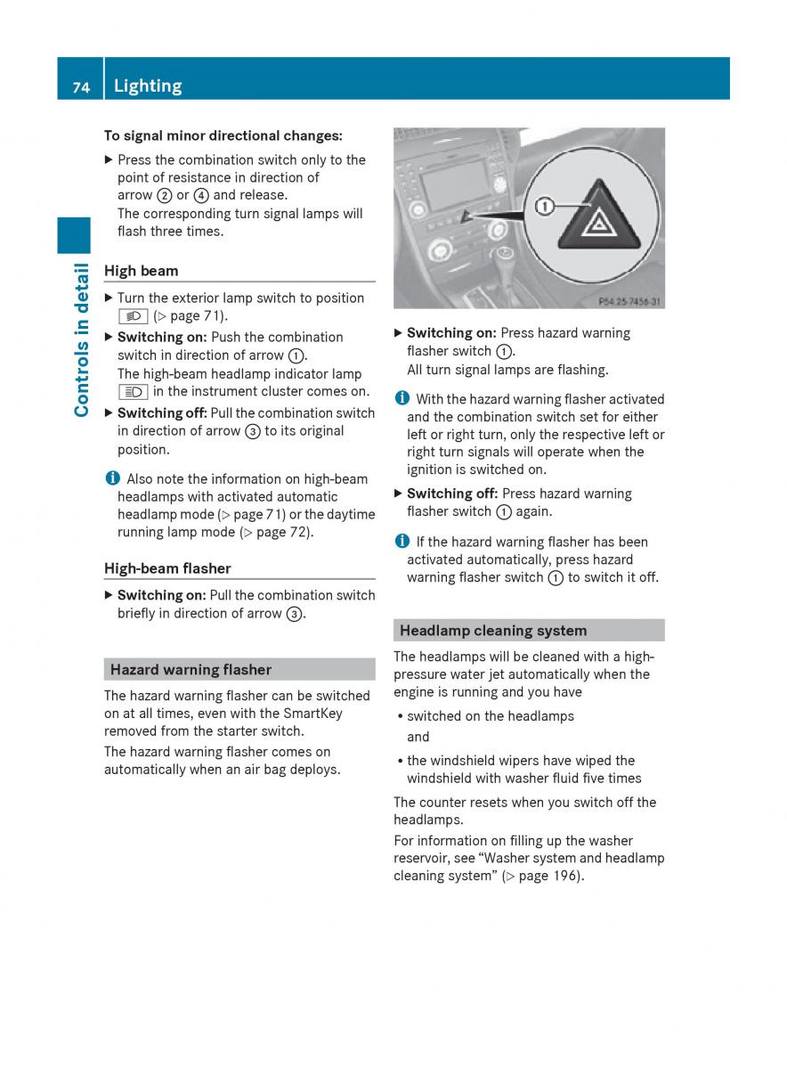 Mercedes Benz SLK R171 owners manual / page 76