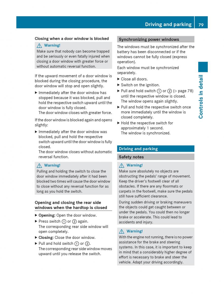 Mercedes Benz SLK R171 owners manual / page 81