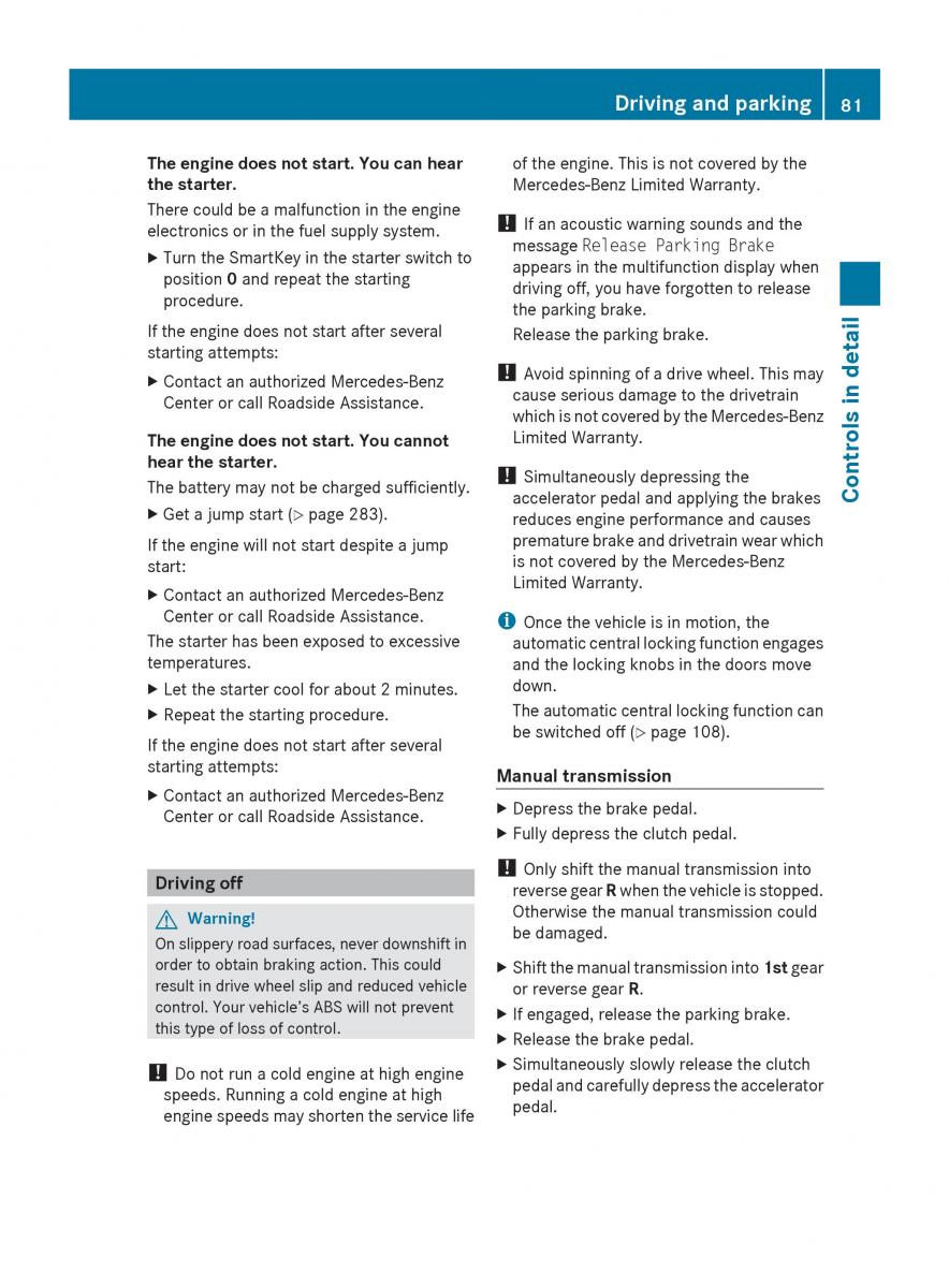 Mercedes Benz SLK R171 owners manual / page 83